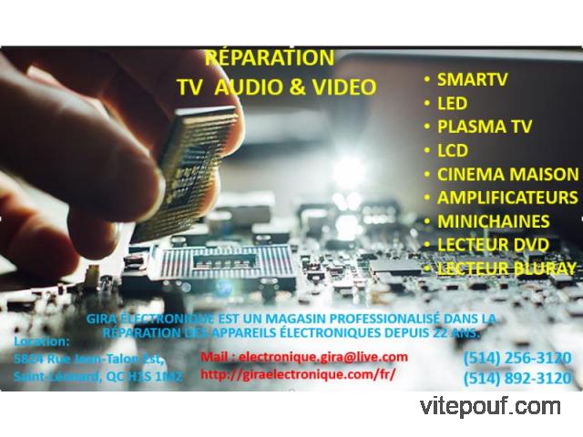 REPARATION TV AUDIO VIDEO. SMARTV PLASMA LCD LED SYSTEME DE SON